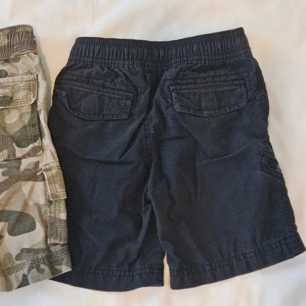 Hanna Andersson Cargo Shorts‎ Kids Size 3 Lot of 2  Black Camo Utility Summer